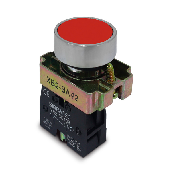 Botão de Impulso Metálico XB2-BA42 Vermelho 1NF