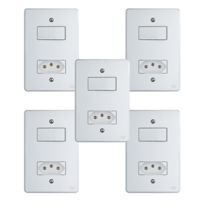 Kit Conjunto Interruptor 1 Tecla Paralelo 10A+1 Tomada 10A 250V