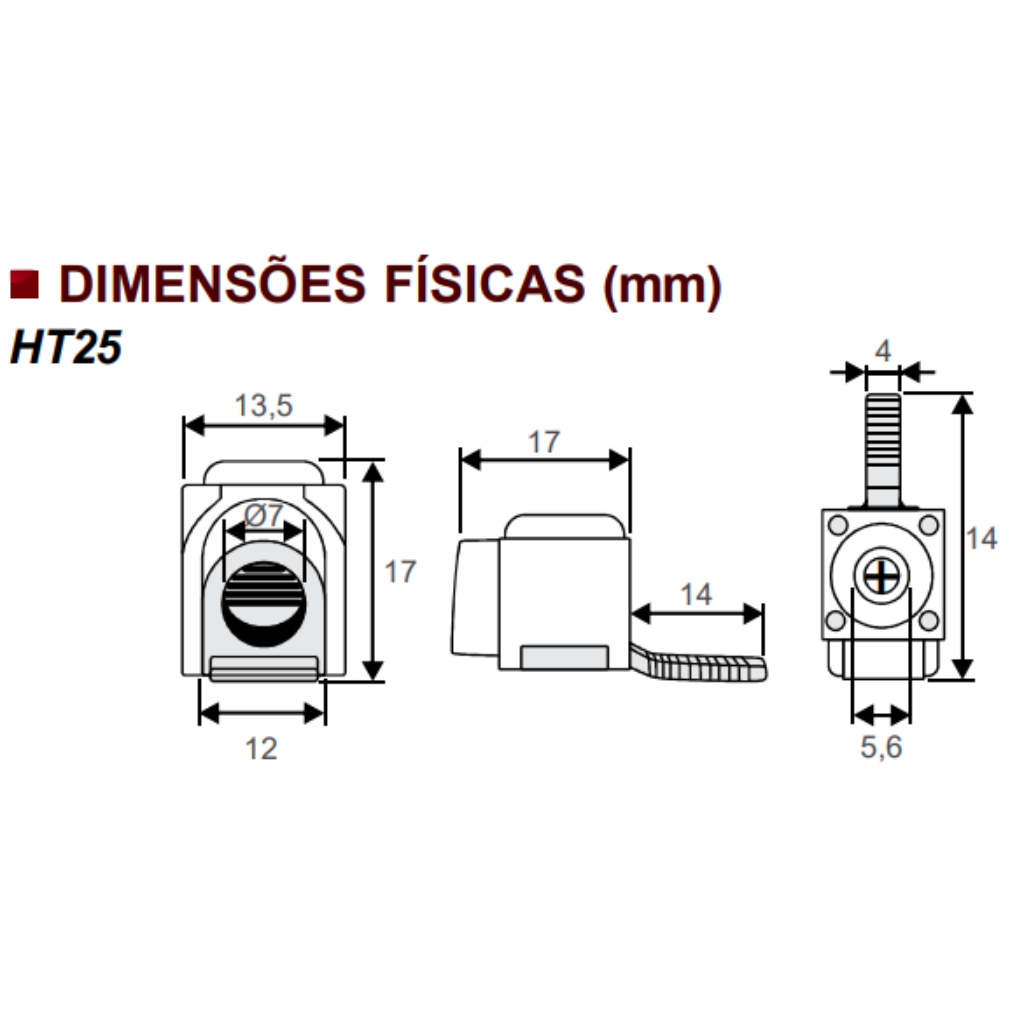 Ht25 Conector Genérico para Disjuntor DIN Saída Frontal | TEDIN HT25